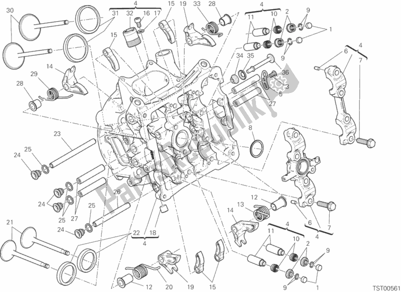 Tutte le parti per il Testa Orizzontale del Ducati Superbike 959 Panigale ABS 2019